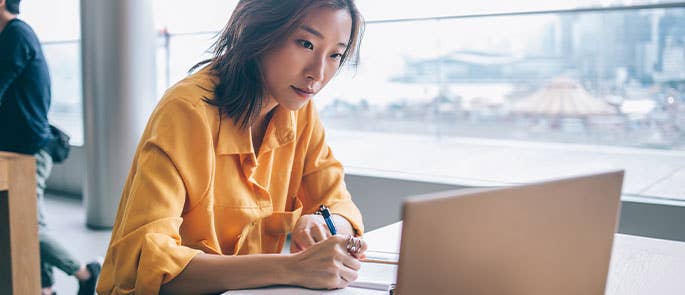 Employee developing their hard skills in the workplace