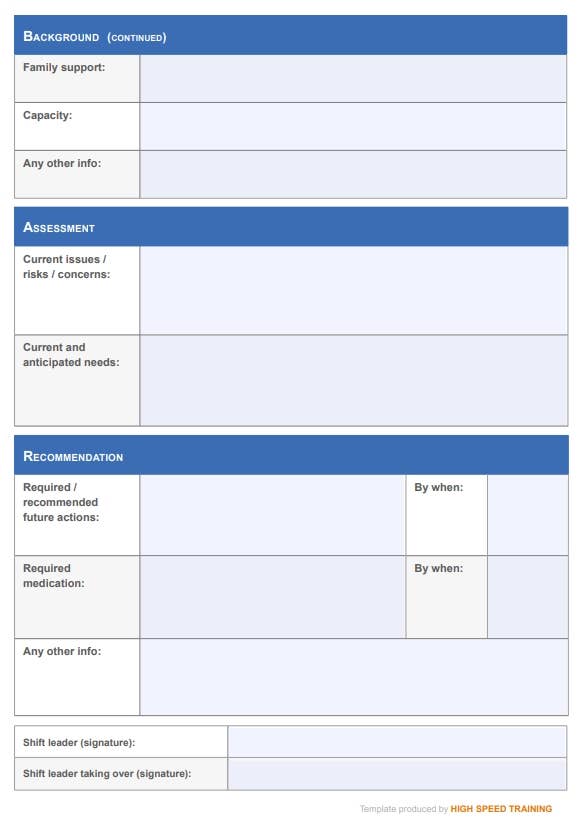 Patient Handover Template page 2