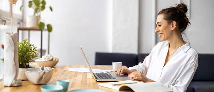 home worker developing her soft skills