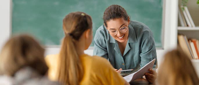 a teacher in class with students